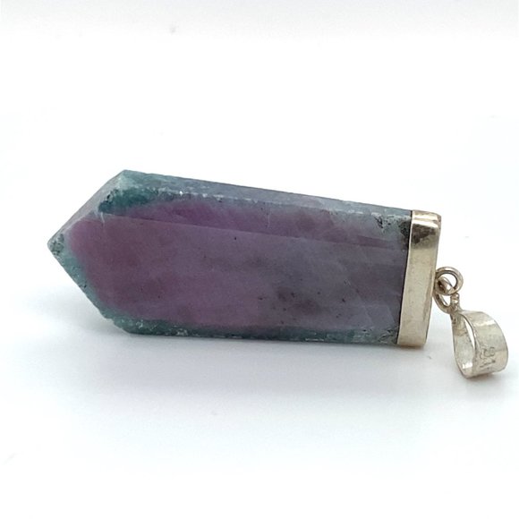 Ruby In Zoisite 52.75ct Solid 925 Sterling Silver Pendant - Picture 5 of 6